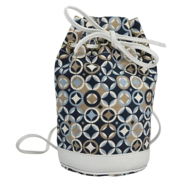 CELINE Shoulder Bag Canvas Blue Beige white Auth - Picture 1 of 16